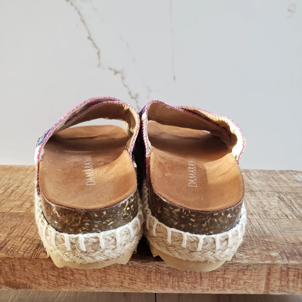 Damara Baasu Espadrille Sandals Womens 6 Rainbow Platform Chunky Wedge